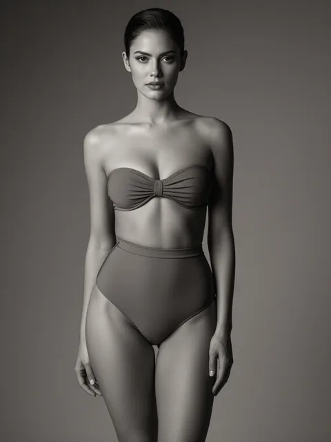 Image exemple pour le prompt bikini IA « Éditorial noir et blanc »