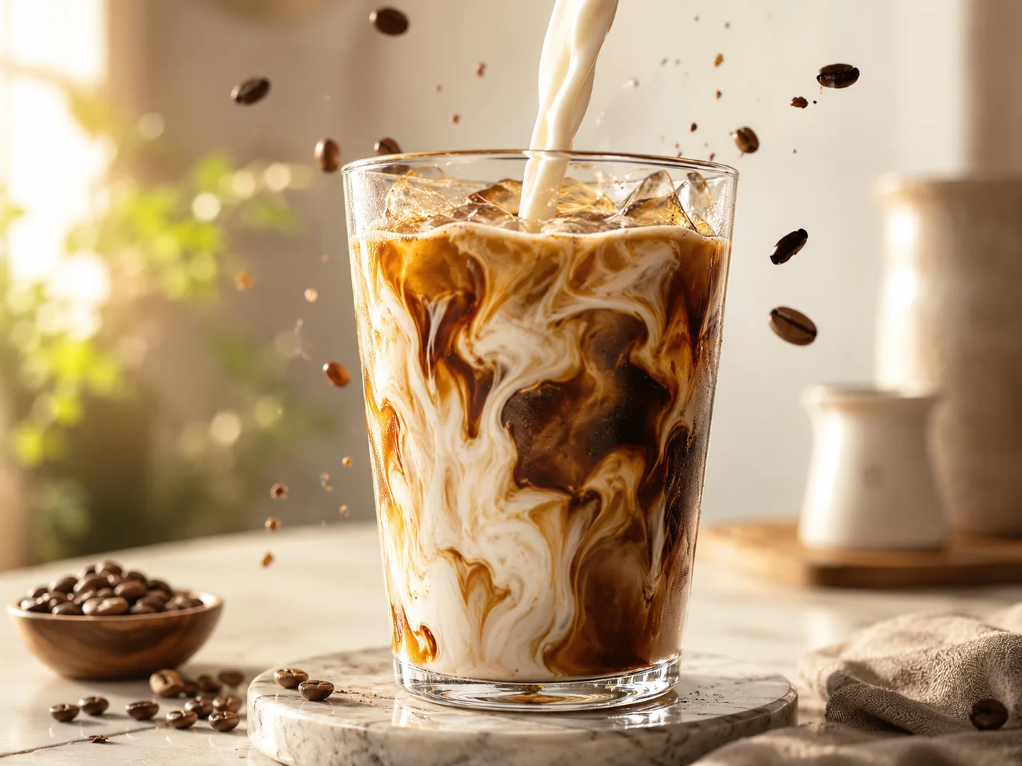 Concept de mouvement produit avec café glacé pour une vidéo créée avec le générateur Vheer AI