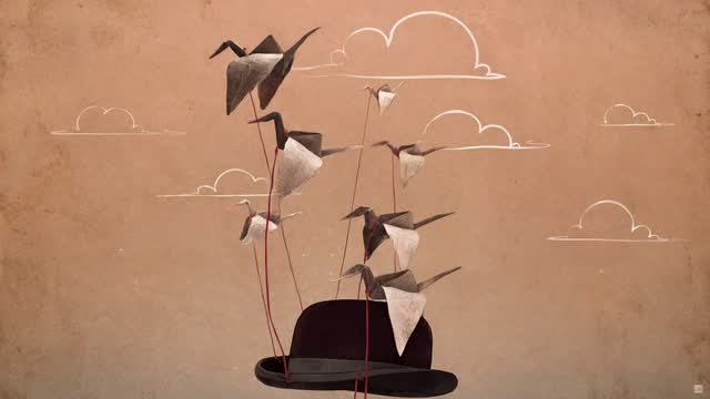 Origami cranes flying animation AI video example