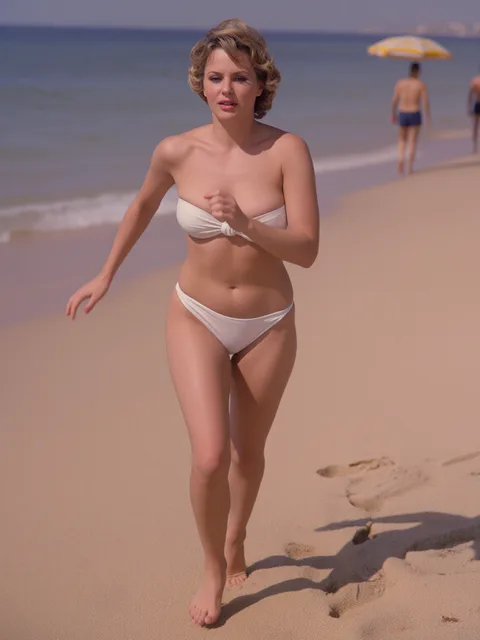 Image exemple pour le prompt bikini IA « Image de film d’été Super-8 »