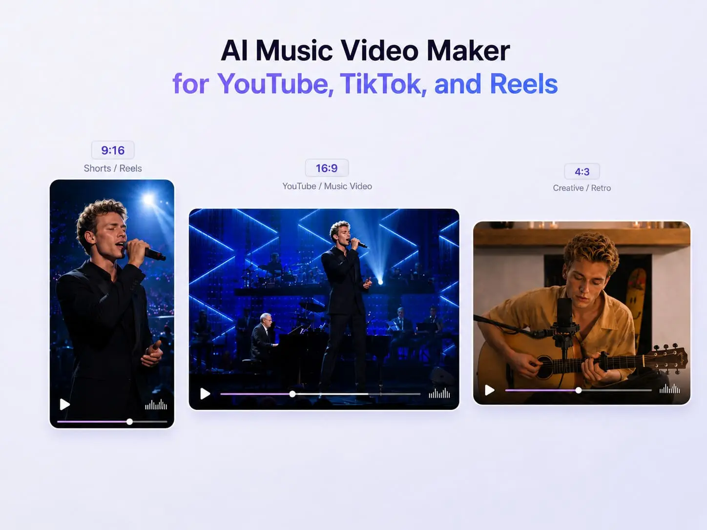Создатель музыкальных видео Lanta AI создает видео для YouTube, TikTok, Reels, Shorts и креативных форматов музыкальных видео 4:3.