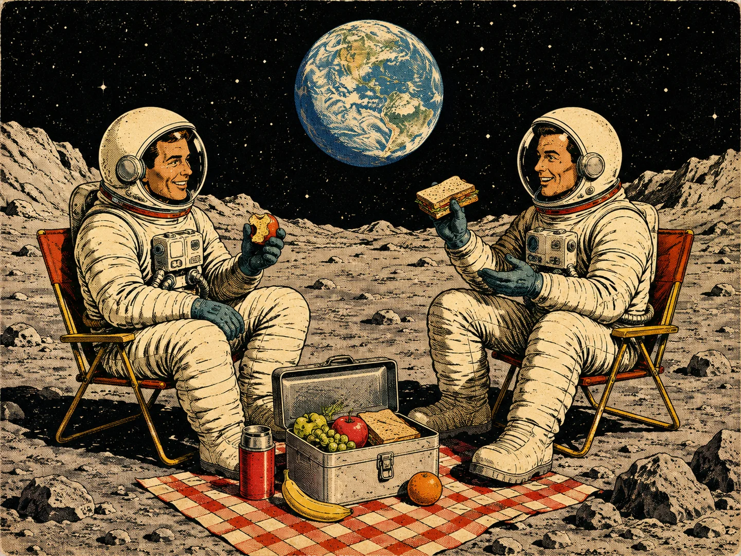 Choose the Right AI Model for Every Idea example featuring Astronauts having a picnic on the moon