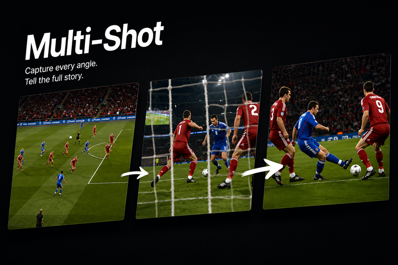 Multi-shot AI video sequence with smoother pacing and scene transitions