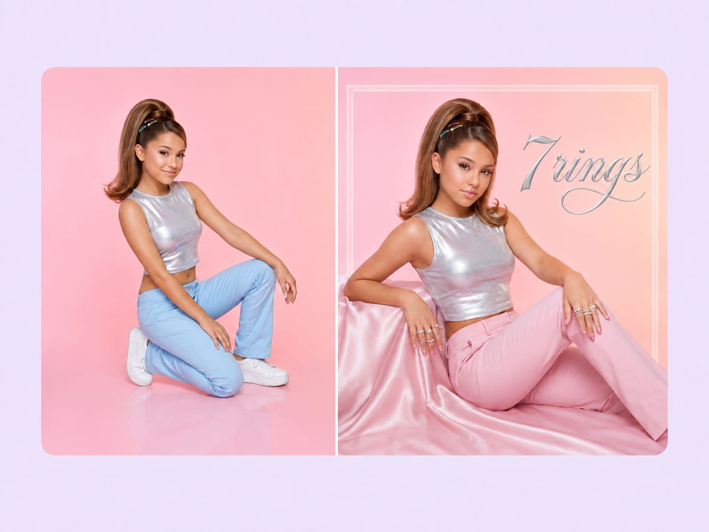 Portada pop brillante con IA con tipografía visible y una paleta rosa intensa.
