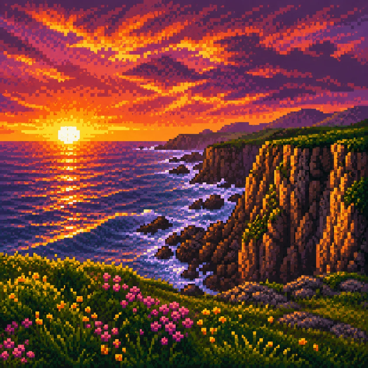 Landscape transformed into pixel style using Lanta AI style transfer
